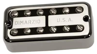 Produktbild von DiMarzio New'Tron Hals-Tonabnehmer mit Nickelabdeckung und schwarzem Einsatz | Nickel-Polstücke