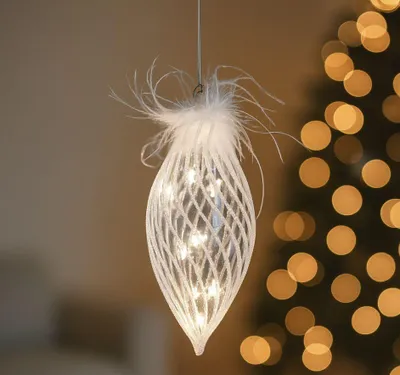 Produktbild von Weihnachtsdeko LED Tropfen 20cm Hänger Glas - mit Lichtdekor Weihnachten Tropfen