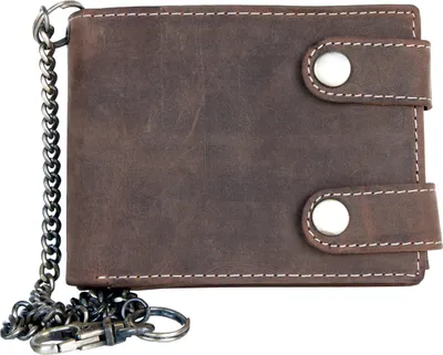 Produktbild von Biker Naturleder Geldbörse ohne Logos und Kennzeichnungen mit Einer Metallkette