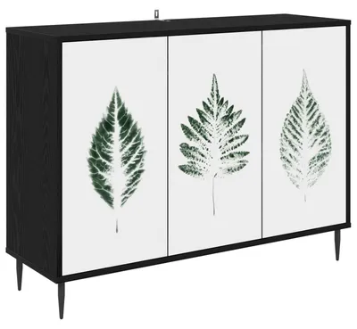 Image de Buffet HANAU, finition noyer noir, dimensions 102 x 33 x 76 cm, en bois d'ingénierie