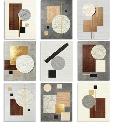Geometrische Kunstdrucke, 9 Stück, 20x25 cm, Modern, Abstrakt