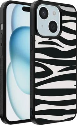 Produktbild von Handyhülle passend für iPhone 15 mit Zebradruck - TPU Back Cover Case Zebradesign - Schwarz Weiß