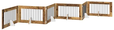 Immagine prodotto di vidaXL Cancello pieghevole per cani con montanti (6 pezzi), legno di recupero, 602 cm