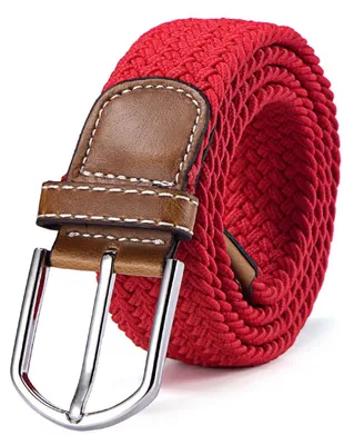 Produktbild von Stoffgürtel Stretchgürtel geflochten und elastisch Gürtel Länge 100 cm bis 130 cm rot