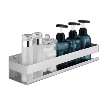 Image de Étagère de douche en acier inoxydable SUS304, fixation murale, finition brossée, 40 cm