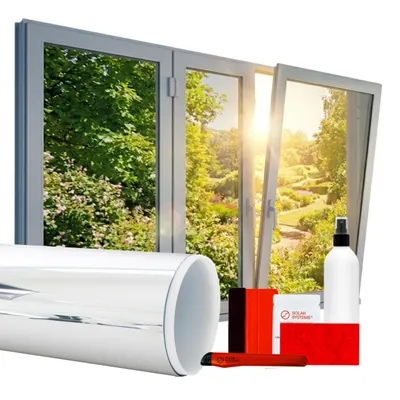 Produktbild von Fensterfolie Sonnenschutz - Sonnenschutzfolie Fenster Außen -100x100 mit Sichtschutz, Selbstklebend - Hitzeschutz, Sonnenschutz, UV Schutzfolie