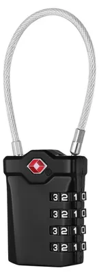 Produktbild von TSA Kofferschloss 4-stellig mit flexiblem Kabel Schwarz 1 Stück