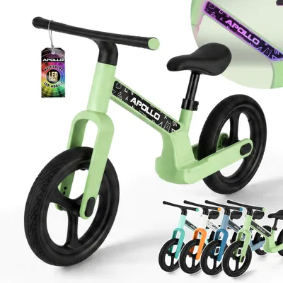 Produktbild von Apollo Trailbuddy LED Laufrad ab 2 Jahre – 12 Zoll Kinderlaufrad mit Beleuchtung, höhenverstellbar 36–42 cm, Balance Bike für Kinder Mädchen & Jungen, bis 50 kg