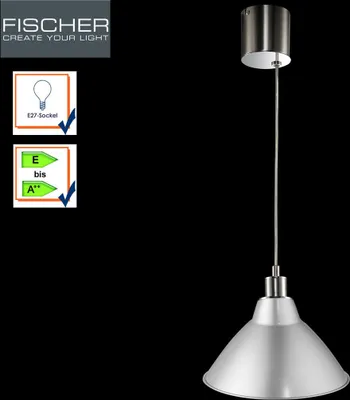 Produktbild von Fischer Hängeleuchte Metallpendel Grau matt E27 Pendelleuchte Industriedesign H145cm