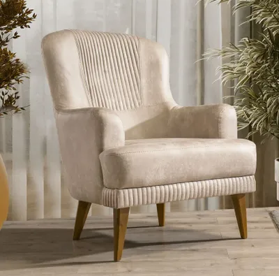 Produktbild von Beiger Einsitzer Designer Sessel Wohnzimmer Stilvoller Polstersitzer