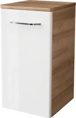 Immagine prodotto di Mobiletto FACKELMANN MILANO / Mobile da bagno con chiusura ammortizzata / Dimensioni (L x A x P): circa 30,5 x 57 x 32 cm / Mobiletto da bagno con 1 anta / Cerniere dell'anta liberamente selezionabili / Corpo: marrone chiaro / Frontale: bianco