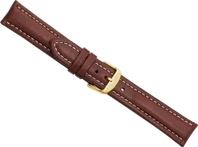 Produktbild von Herzog Bio Kalbsleder > Uhrenarmband XL gepolstert braun > weiße Naht , Stegbreite:22mm, Schließe:Gelbgolden
