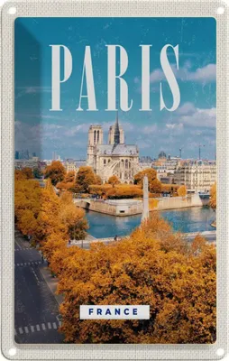 Produktbild von vianmo Blechschild 18x12 cm Paris Frankreich Sein Notre-Dame Abenteuer Reisen Urlaub