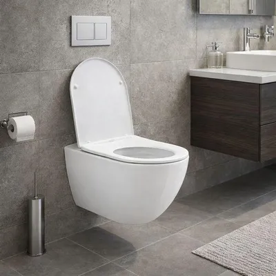 Produktbild von Hänge WC Toilette kurze Ausladung Tiefspüler Softclose Spülrandloses Wand Nano-Beschichtung mit Lotus-Effekt