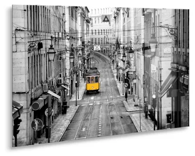 Zdjęcie produktu dla STYLER Obraz na szkle 80x120 cm motyw Yellow Tram nowoczesna dekoracja ścienna do salonu sypialni biura Glasspik