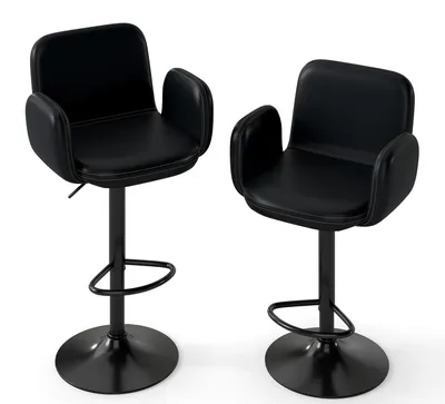 Productafbeelding van FANTASK set van 2 barkrukken, 360° draaibare stoelen, in hoogte verstelbaar, met armleuningen en voetsteun