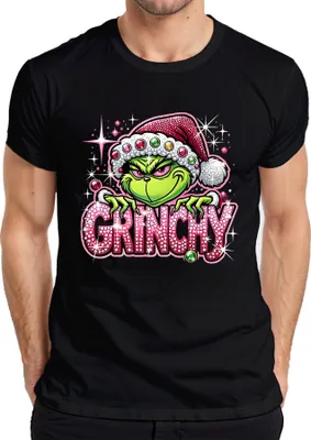 Produktbild von Grinchy Weihnachten Strass Glitzer Rosa Bling Lustig Geschenk Herren T-Shirt, Schwarz, XXL