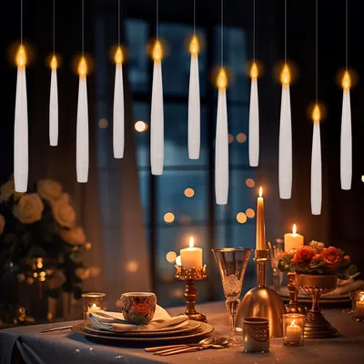 Obrázek produktu pro Ikodm LED plovoucí svíčky, sada 12 kusů, s kouzelnou hůlkou, časovačem, teplé bílé světlo