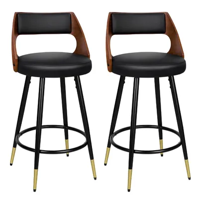 Produktbild von ALFORDSON Barhocker Holz-Comptoirhocker mit Fußstütze &verstellbaren Beinausgleichshülsen, Schwenkbarer Küchenhocker mit 65cm Sitzhöhe, schwarz