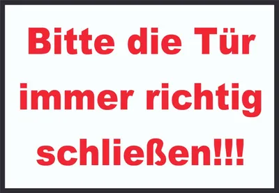 Produktbild von Schild Bitte die Tür immer richtig rot-weiss-schwarz A5 Rückseite selbstklebend