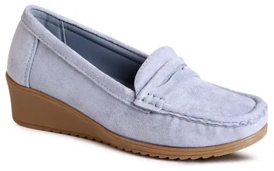 Produktbild von topschuhe24 3014 Damen Keilabsatz Pumps Komfort Slipper, Farbe:Blau, Größe:39 EU