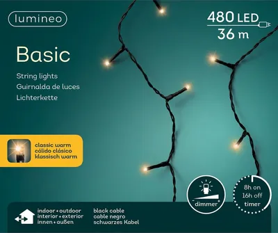Produktbild von Lumineo LED Lichterkette Basic 3600 cm 480 Lichter classic weiß mit Dimmer & Timer