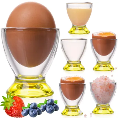 Produktbild von PLATINUX Gelbe Eierbecher Set (6-Teilig) aus Glas Eierständer Eierhalter Frühstück Egg-Cup Brunch Geschirrset