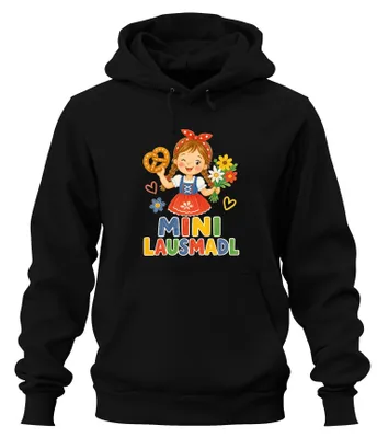 Obrázek produktu pro Mini Lausmadl, dámské tradiční bavorské šaty (Dirndl) s motivem Oktoberfestu, dívčí koženkové kalhoty, mikina s kapucí, černá, velikost XL