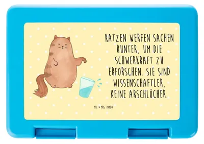 Produktbild von Mr. & Mrs. Panda Snackbox Katze Wasserglas - Gelb Pastell - Geschenk, Katzen, Cats, Cat, Neugierig, Bento Box, Vorratsdose, Bentobox, Miau, Essensbehälter, Lunchbox