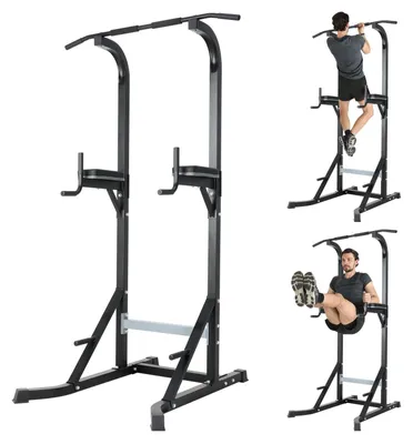 Zdjęcie produktu dla Drążek do podciągania stacja treningowa dipy - Wieża treningowa - 117,5 x 109 x 224 cm - Obciążenie do 150 kg