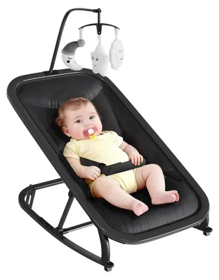 Produktbild von 2-in-1 Babywippe - Babyschaukel - ergonomischer Sitz - abnehmbarer Bezug - bis 10 kg - schwarz