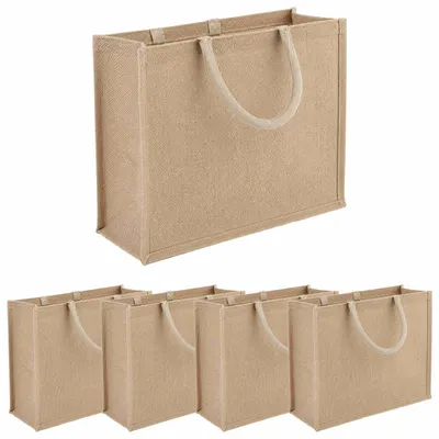 Immagine prodotto di Borse in iuta, 5 pezzi, naturali, 42 x 33 x 19 cm, 100% iuta, modello Tossa