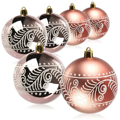 Produktbild von com-four® 6x Weihnachtskugeln, bruchfeste Kunststoff-Weihnachtsbaumkugeln für Weihnachten, Baumschmuck für den Weihnachtsbaum mit Anhängern