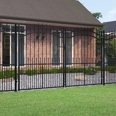 Produktbild von The Living Store Zauntor mit Speerspitzen Schwarz 305x223 cm Stahl