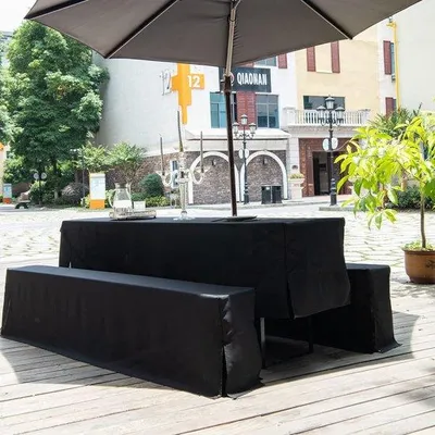 Immagine prodotto di Tovaglia impermeabile - Set da 3 pezzi per tendone da festa - Poliestere - Nero - 50 cm - Idrorepellente - Resistente