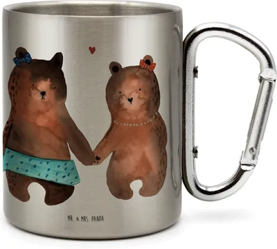 Produktbild von Mr. & Mrs. Panda Thermobecher Bär Freundin - Transparent - Geschenk, Edelstahl Trinkbecher, Teddy, Beste Freund Liebe Liebesbeweis Verliebt Kumpel Kumpeliene, Teetasse