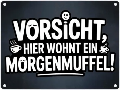 Produktbild von Vorsicht, hier wohnt ein Morgenmuffel! Metallschild in 15x20 cm Humor