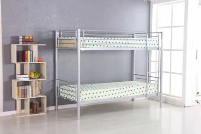 Zdjęcie produktu dla Łóżko metalowe, dwupoziomowe, model BND006, kolor srebrny