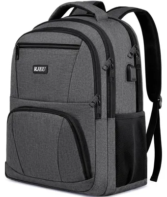 Image de Sac à dos pour homme, 15,6 pouces, imperméable, avec port USB, couleur gris