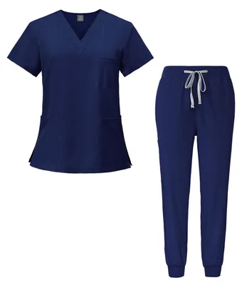 Image de Blouses médicales pour adultes - Coupe cintrée, col en V, manches courtes, avec 3 poches