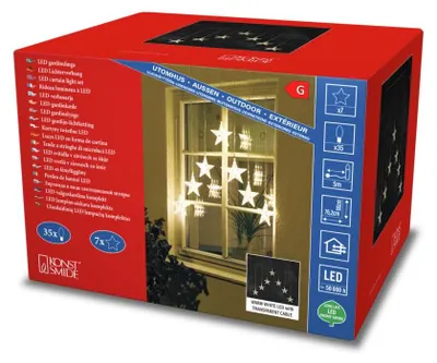 LED-Lichtvorhang mit 7 Sternen, 35 warmweiße Dioden, IP44