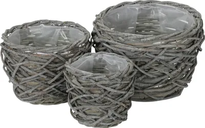Produktbild von Korb rund 3erSet grau gewischt Pflanzkorb Ø15+20+25cm
