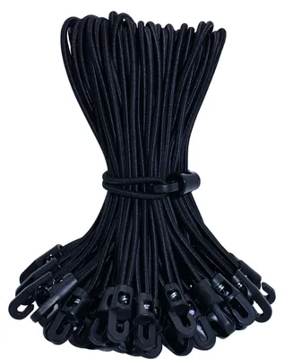 Zdjęcie produktu dla Elastyczne gumki z haczykami, 20 cm - 50 sztuk, wielofunkcyjne, czarne