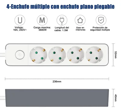 Obrázok produktu pre EXTRASTAR predlžovací kábel so zásuvkami, 4 zásuvky, 1,5 m, biela
