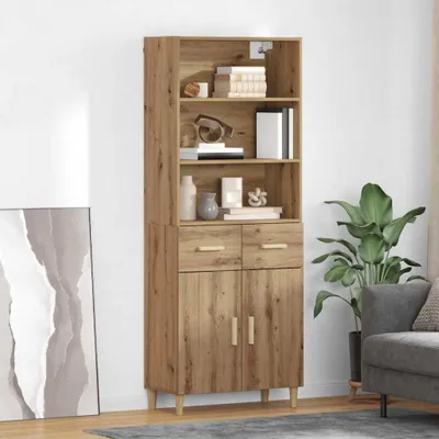 Productafbeelding van vidaXL Hoge kast Artisan-eikenhout, 69,5 x 34 x 180 cm, houtvezel