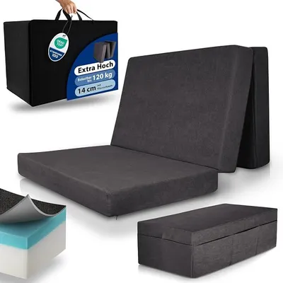 Imagen del producto de Colchón plegable de alta calidad, tamaño XXL, ideal como cama extra, plegable, incluye funda, modelo H3