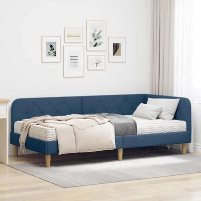 Image de Maison Exclusive - Cadre de lit d'angle bleu 90 x 200 cm Tissu