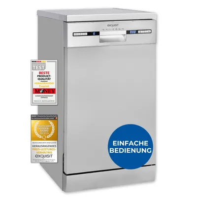 Produktbild von Exquisit Geschirrspüler GSP59309-030E silber | Spülmaschine 45 cm | ECO-Modus | Maßgedecke: 9 | Unterbaugerät
