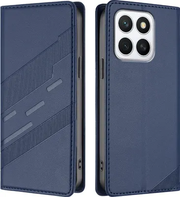 Produktbild von Hülle für Honor X8C, Kunstleder Brieftaschen Handyhülle mit Kartenfach und Standfunktion Blau