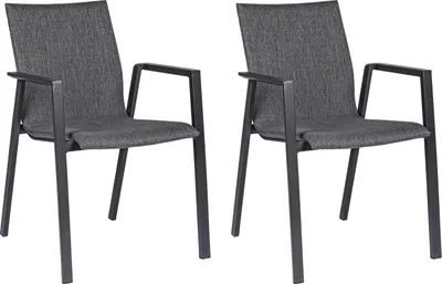 Produktbild von Gartenstühle - Anthrazit - Textilen - Aluminiumrahmen - stapelbar - 2er Set